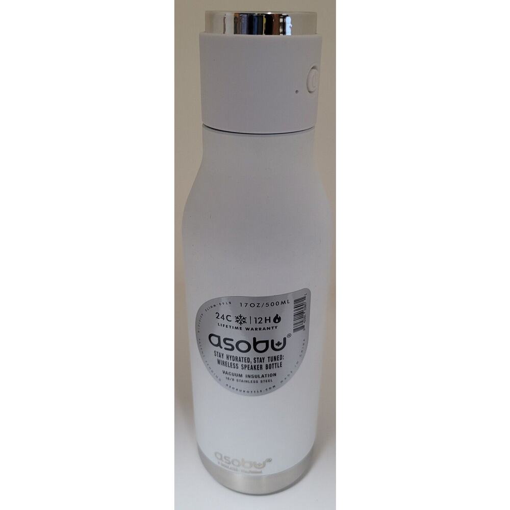 Asobu Wireless Water Bottle Vacuum Insulated Stainless White w/usb 17oz
